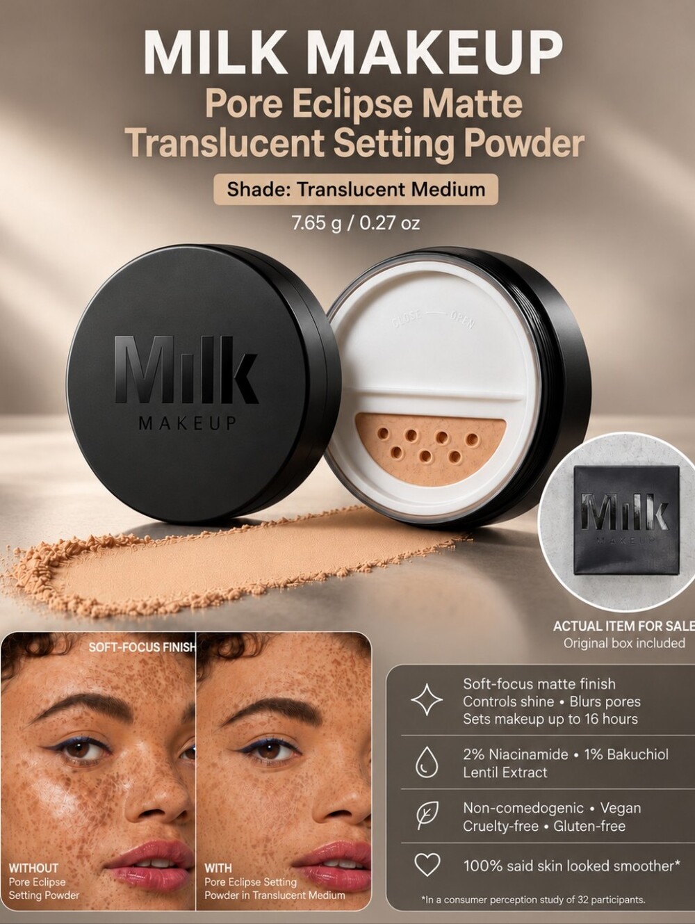 Milk Makeup Pore Eclipse Matte Translucent Setting Powder – Translucent Medium